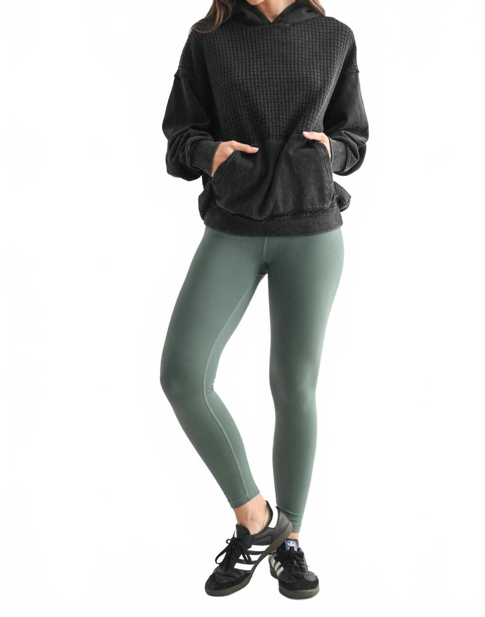 NEW MONO B duality waffle knit hoodie in black
